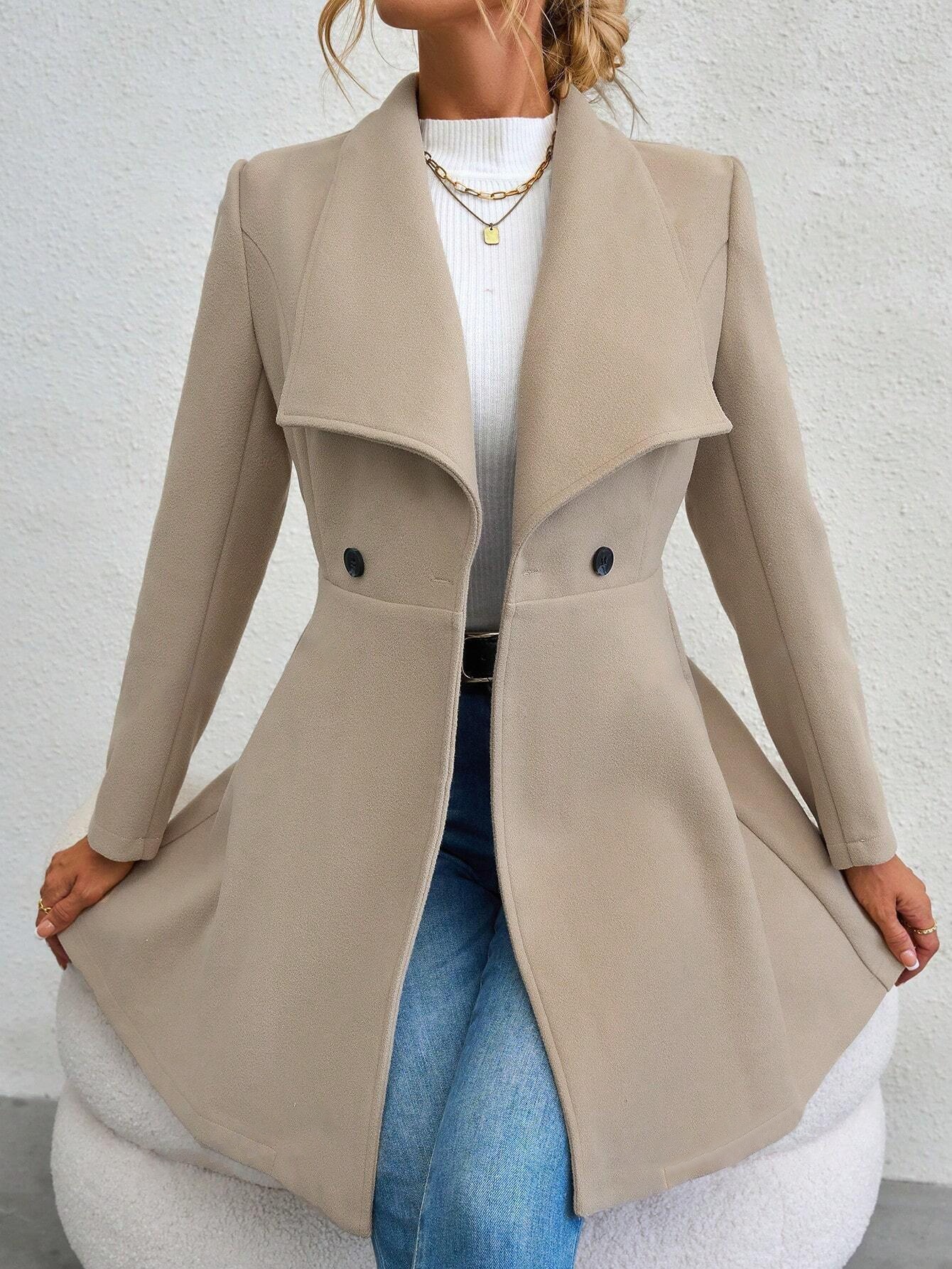 Tailored Coat Wool - 秋冬ファッショナブルなノッチラペルボタン付きスリムフィットウールコート女性用新着仕立ての良いエレガントなアウターウェア