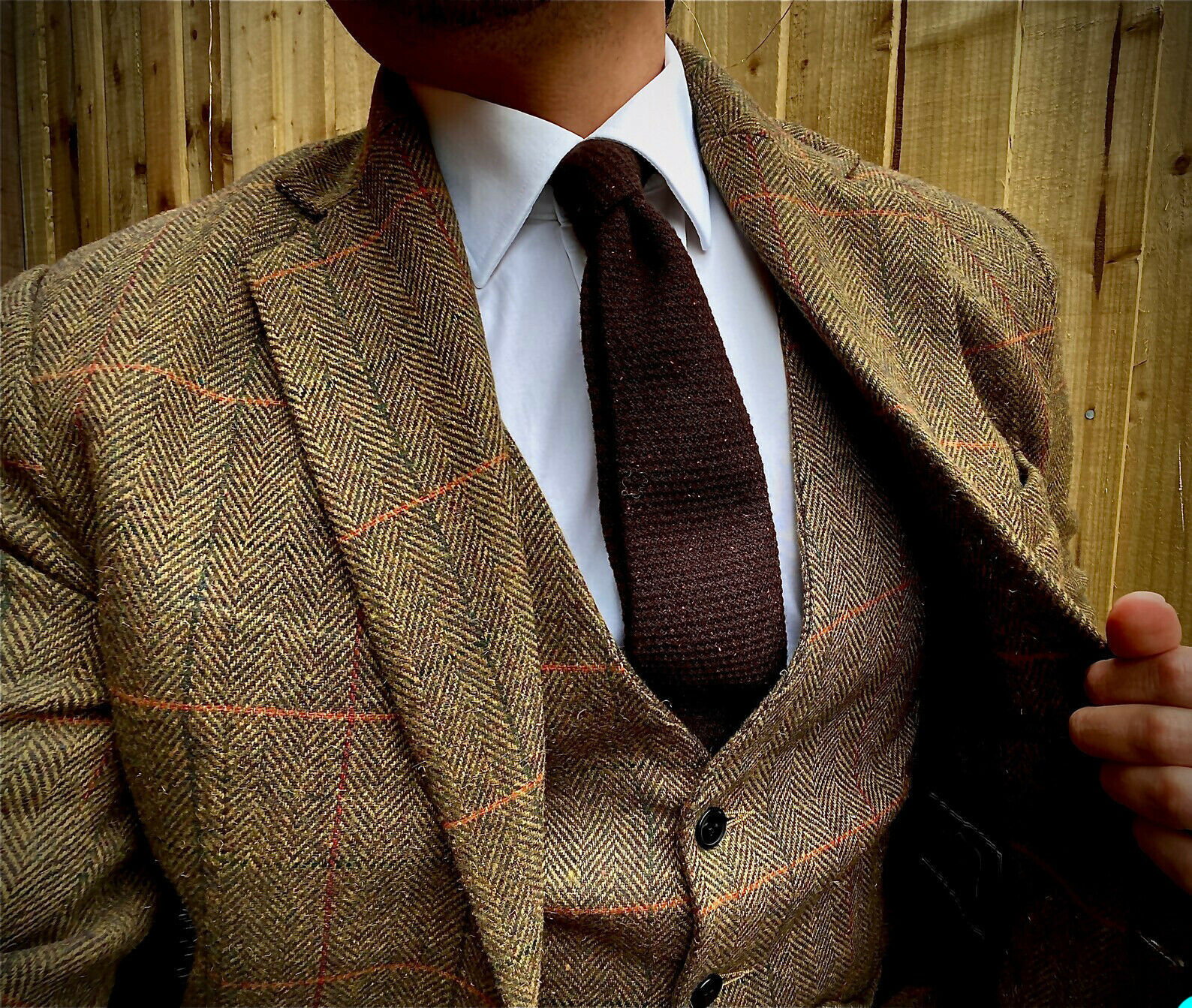 Tailored Coat Wool - 男性スーツウールブレンド衣装オムオーダーメイド 3 ピースジャケットコートパンツ新郎ヘリンボーン結婚式フォーマルプロムテーラード