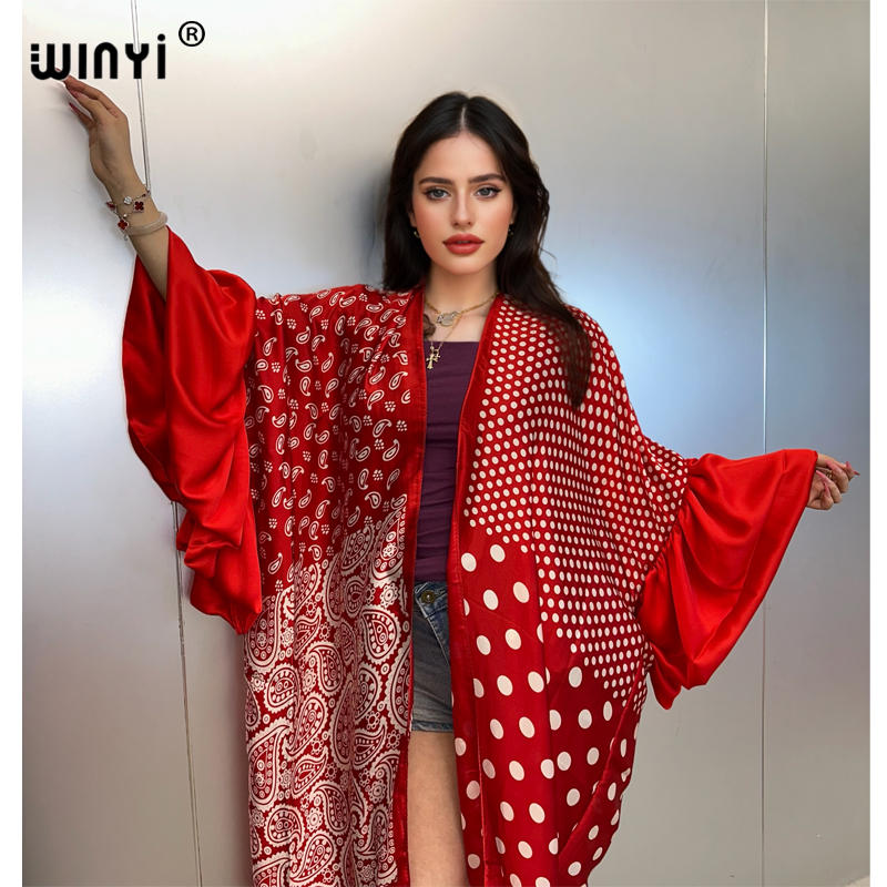 Young Women'S Formal Wear - WINYI 夏着物パーティードレスビーチウェア水着カバーアップアフリカ女性ボヘミアンパフ袖カーディガンセクシーホリデーカフタン