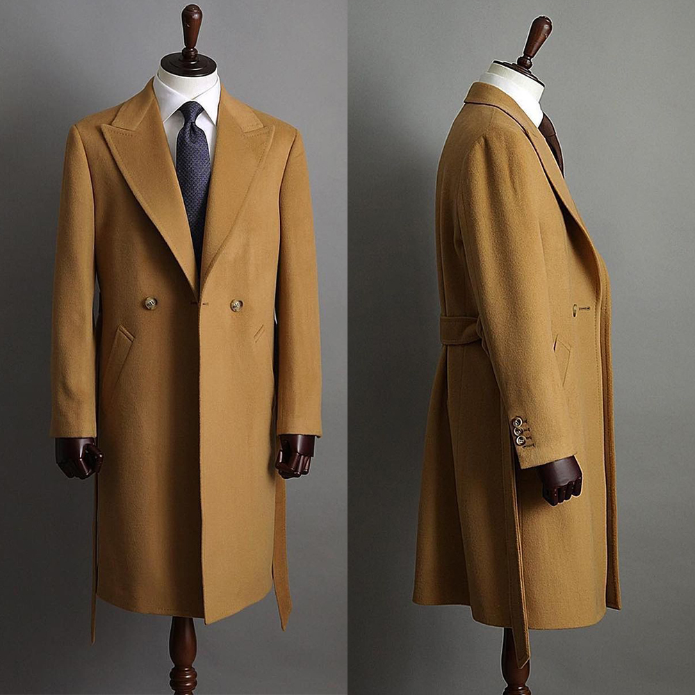 Tailored Coat Wool - メンズオーバーコート ライトタン メンズスーツコート 冬用混紡 ダブルブレスト ワンボタン