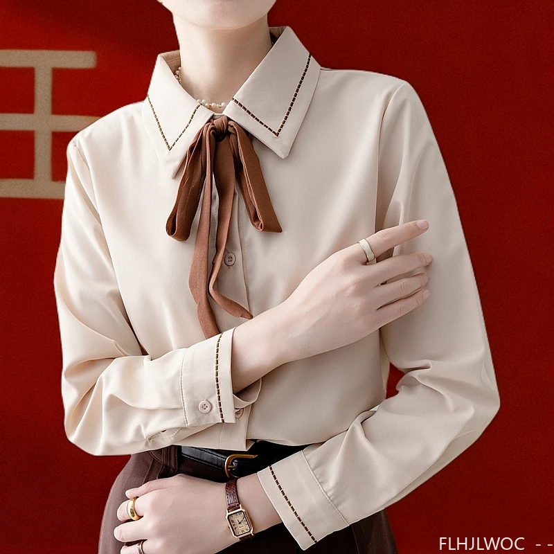 Women Formal Wear White Shirt - 女性用シングルブレスト蝶ネクタイフォーマルブラウス、ピーターパンカラートップ、白いシャツ、オフィスウェア、基本的な作業服、丈夫なボタン、春