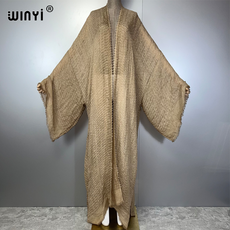 Young Women'S Formal Wear - WINYI 幾何学プリント着物カフタンビーチウェアカーディガンイブニングドレスアバヤドバイ高級カバーアップビーチ衣装女性ロングドレス