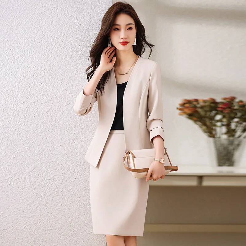 Women Formal Wear With Skirt - スカートとジャケット付きのフォーマルな女性用ビジネススーツ コート OL スタイル プロフェッショナル ブレザー