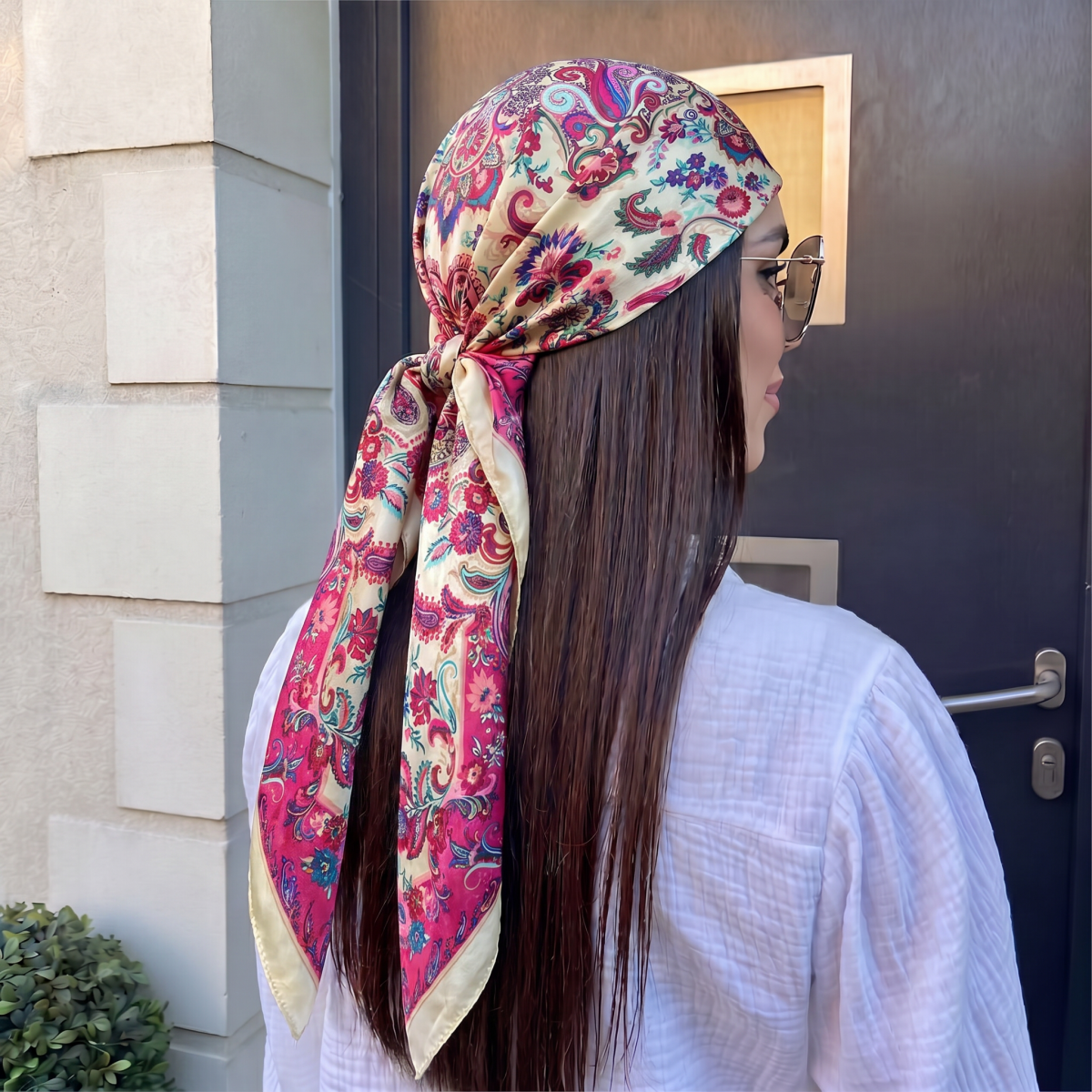 Scarf Silk Neck - 新しいシルクショールスクエアスカーフ女性のためのプリント 90 センチメートルヘッドバンドスカーフサテンヒジャブヘアバンドネッカチーフ女性ヘッドラップバンダナ