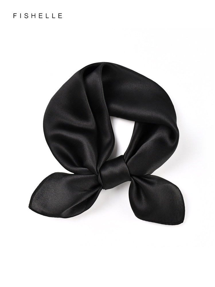 Scarf Silk Neck - 女性用シルクスカーフ,無地のブラック,女性用スカーフ,小さなヒジャーブ,春と秋用