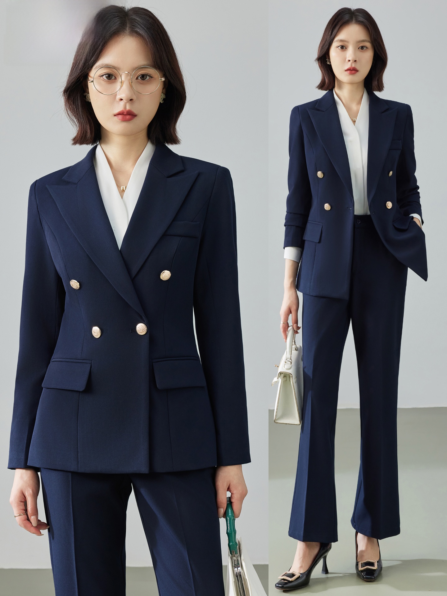 Women Formal Wear Look - コバルトブルーのスーツセット 女性用 通勤 仕事 面接 フォーマルな場面