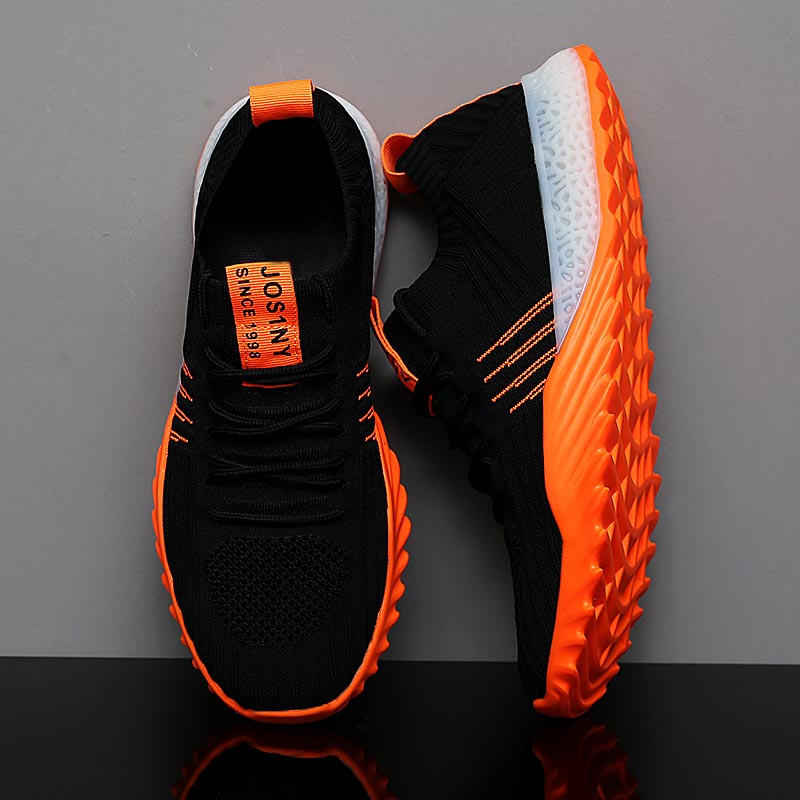 Women Formal Wear Footwear - 男性と女性のための通気性のあるメッシュスニーカー,スポーツ,ランニング,ジム,ラージサイズ,黒とオレンジ,D-436