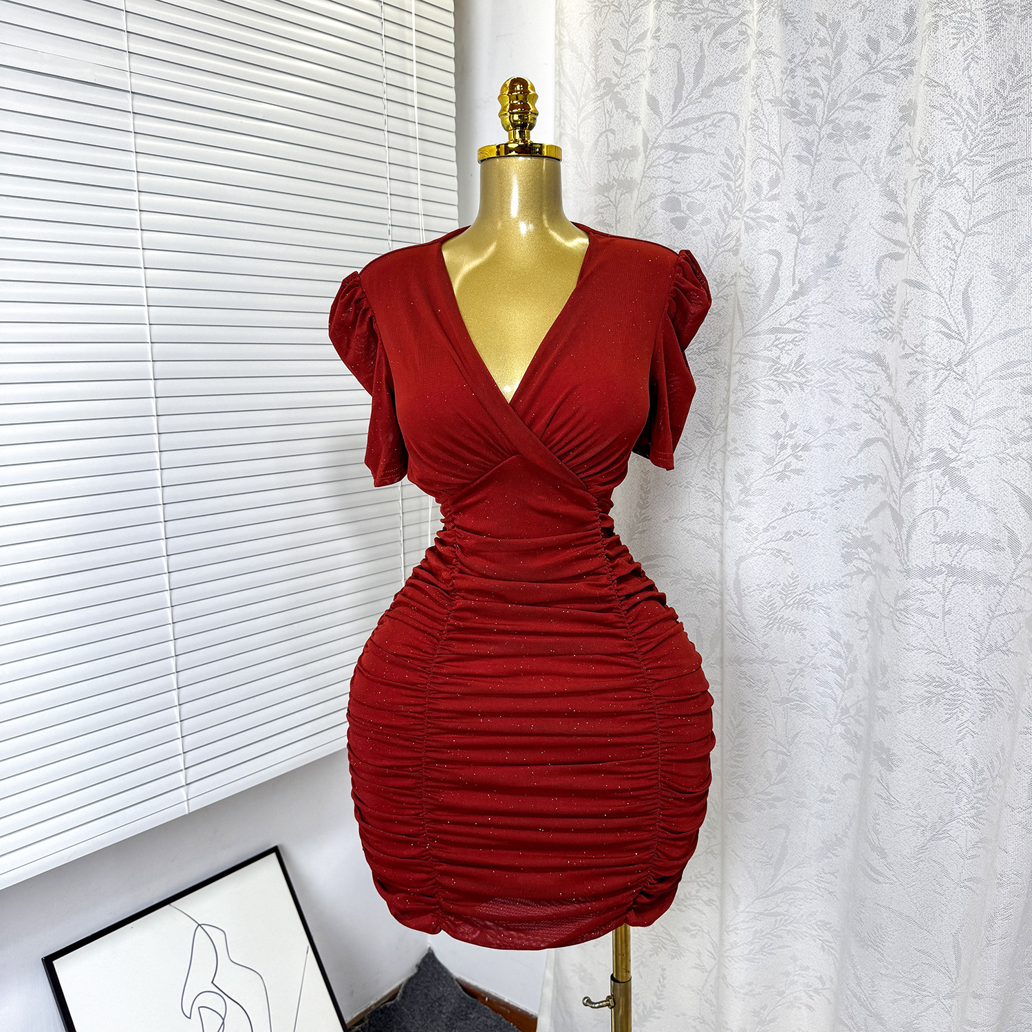 Wrap Dress Work - ショートドレス レディース セクシードレス ワンピース Y2K ストリートウェア