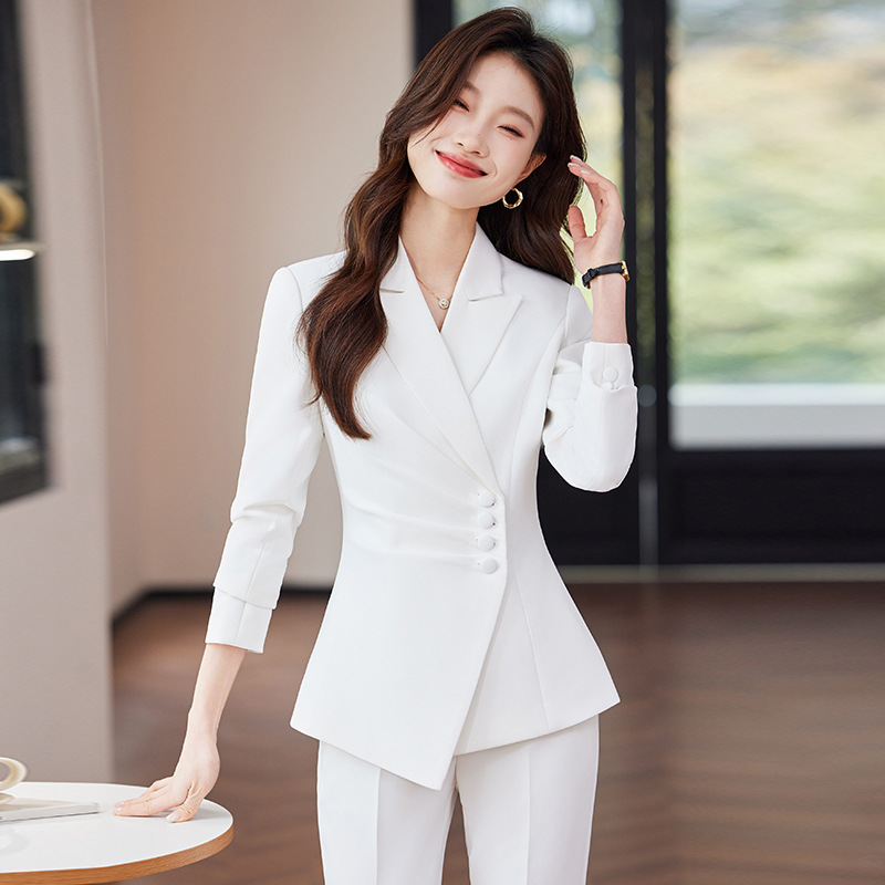 白人女性用ビジネススーツ、春と秋のプロフェッショナルフォーマ - Women Formal Wear White Shirt のレビューと価格