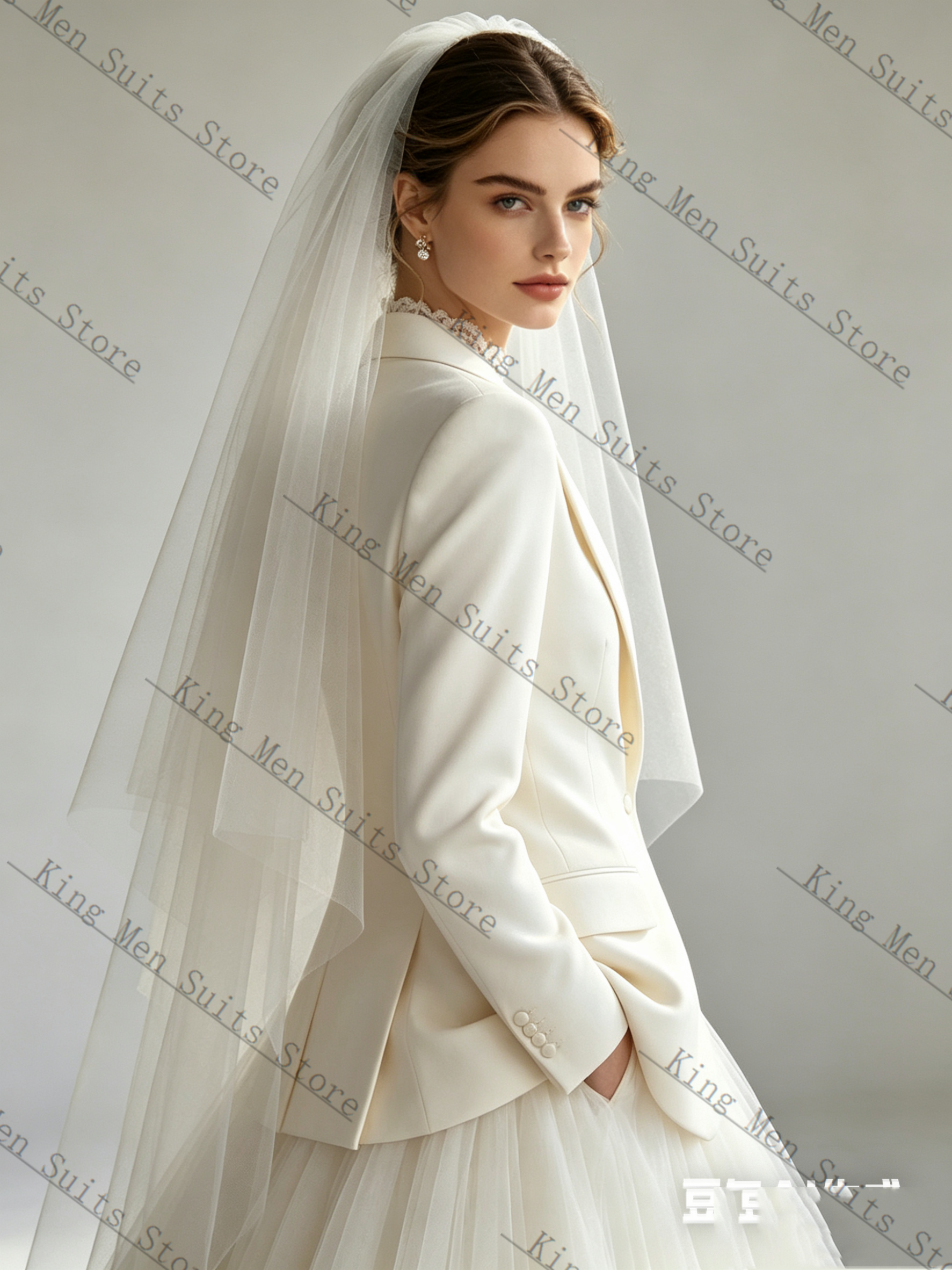 ホワイトスプリング女性スーツスカート 2 個ブレザーチュール - Women Formal Wear With Skirt のレビューと価格