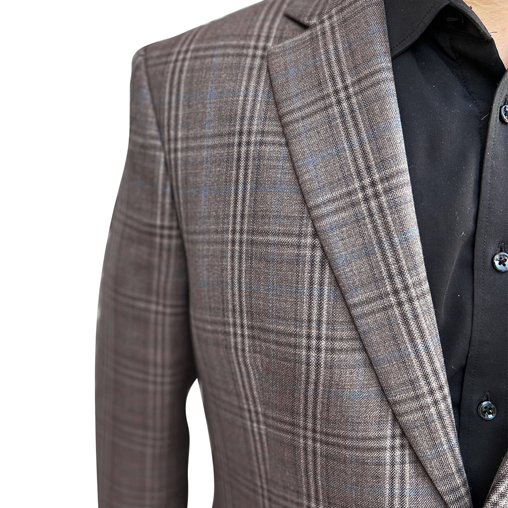 2026年ファッションメンズジャケットブラウングレーチェック - Tailored Coat Wool のレビューと価格