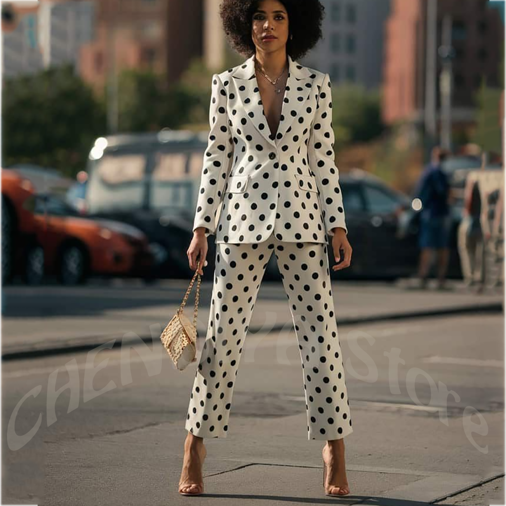白い水玉模様のレディーススーツ2ピース、新デザイン、シングル - Women Formal Wear White Shirt のレビューと価格