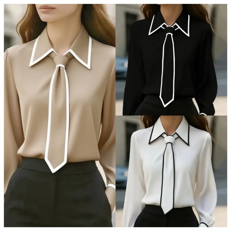 女性のブラウスファッションシャツフォーマル蝶ネクタイ長袖コン - Women'S Formal Wear Suits のレビューと価格