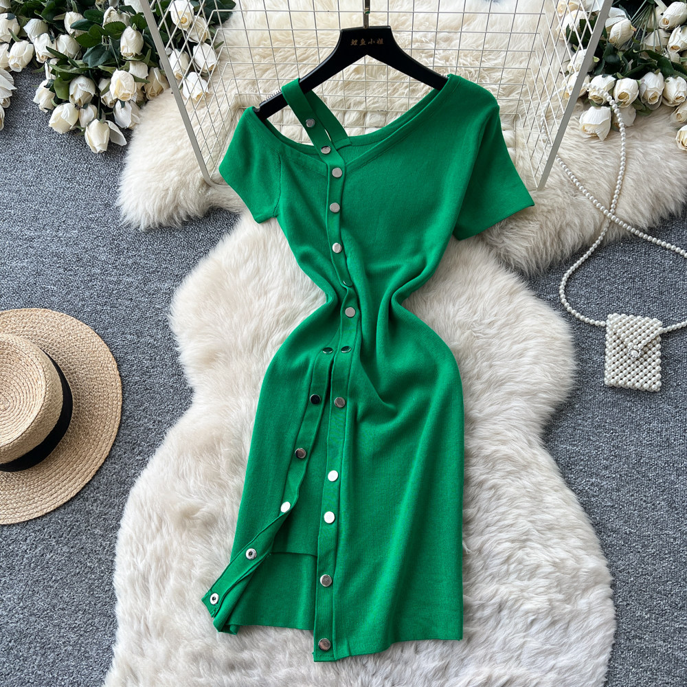 レディースミディ丈ワンピース セクシーなY2Kストリートウェ - Wrap Dress Work のレビューと価格