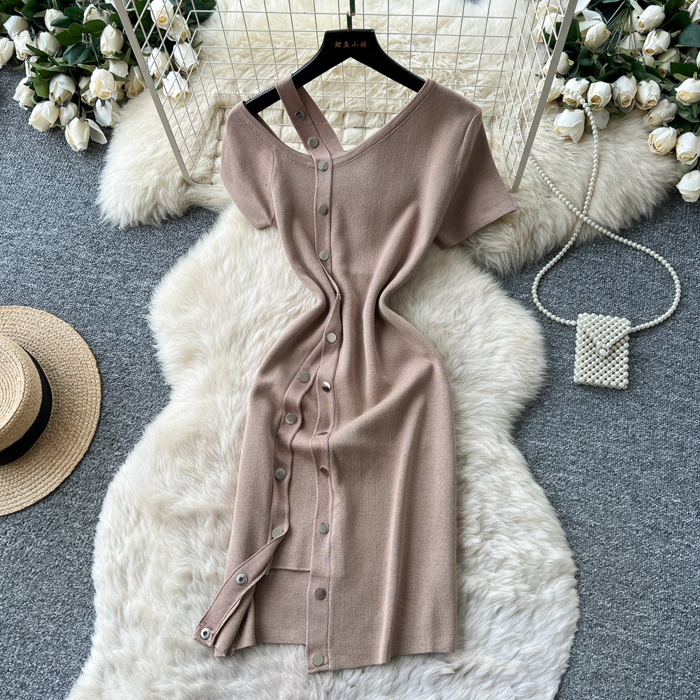 レディースミディ丈ワンピース セクシーなY2Kストリートウェ - Wrap Dress Work のレビューと価格