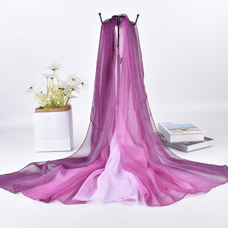 長いグラデーションシルクスカーフ、新しい3色、75x180c - Scarf Silk Neck のレビューと価格