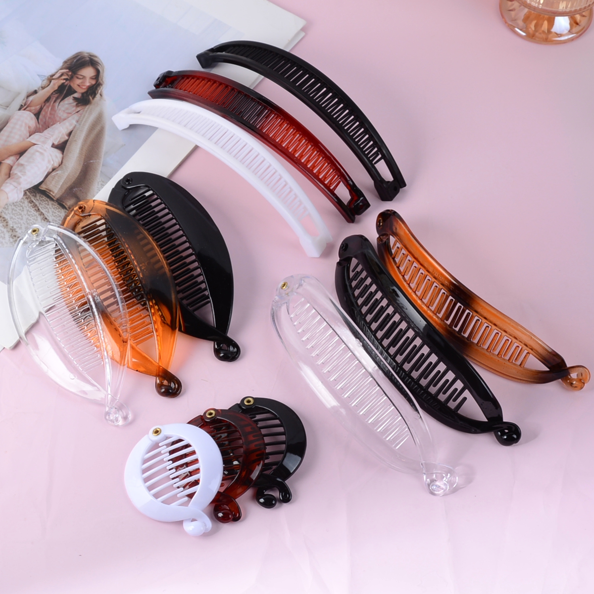 ファッショナブルで多用途なヒョウ柄の光沢のあるバナナクリップ - Women Formal Wear Set のレビューと価格