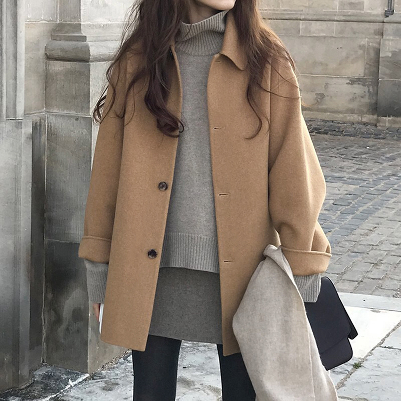 Zoki-女性用フェイクウールコート,暖かいシングルブレスト - Tailored Coat Wool のレビューと価格