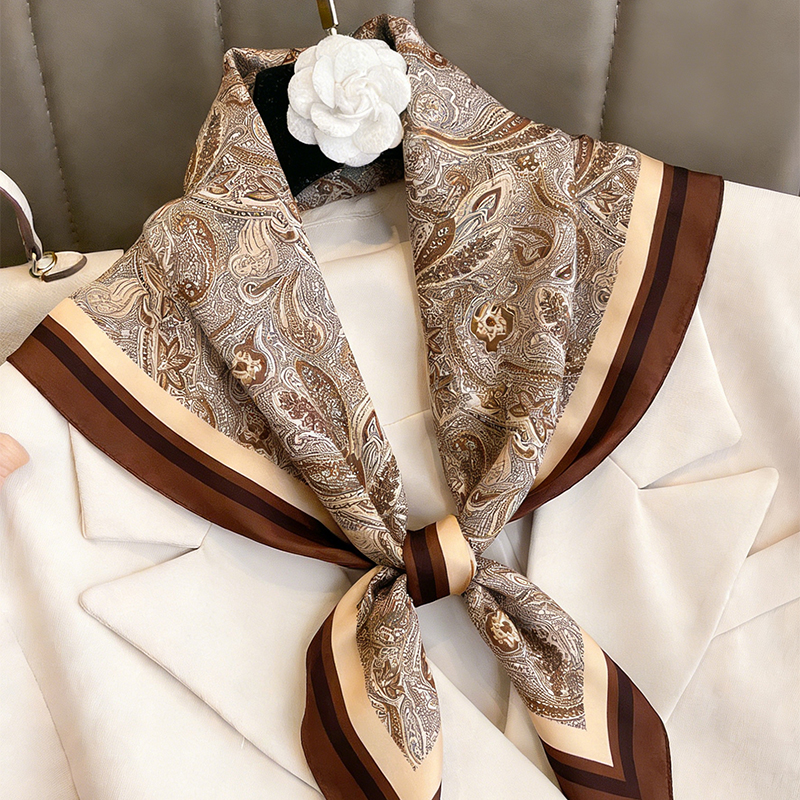 高級女性用シルクスクエアスカーフ花柄プリントソフトサテンハン - Scarf Silk Neck のレビューと価格