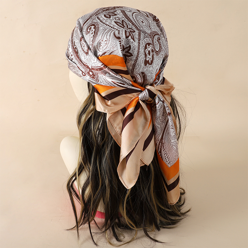 高級女性用シルクスクエアスカーフ花柄プリントソフトサテンハン - Scarf Silk Neck のレビューと価格