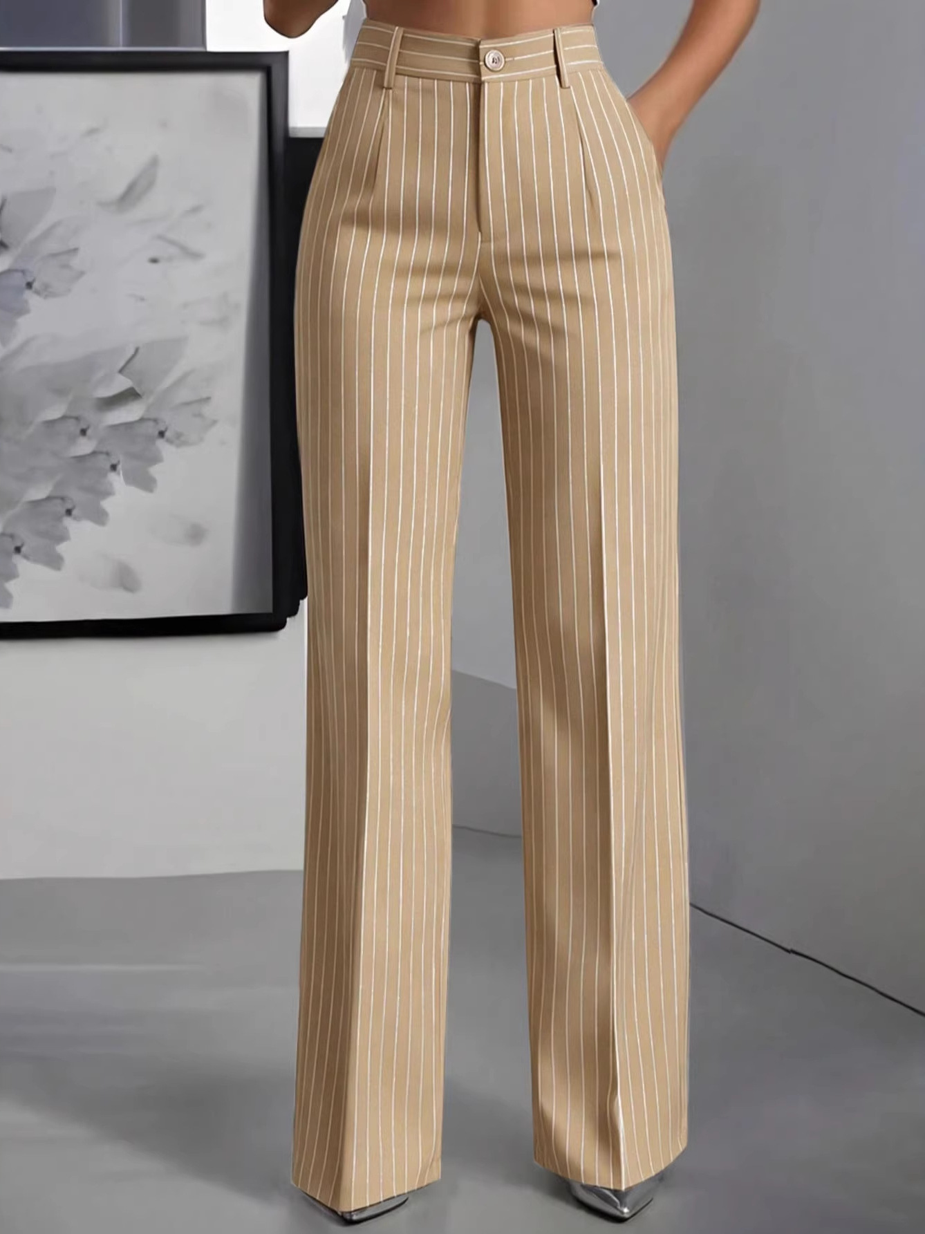 エレガントなハイウエストストレートレッグスーツパンツ、通勤に - Women'S Formal Wear Suits のレビューと価格