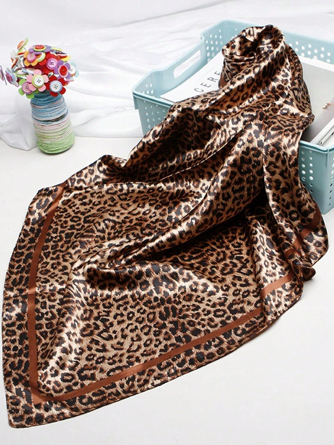 90 センチメートルヒョウ柄ネッカチーフヒジャーブスカーフ女 - Scarf Silk Neck のレビューと価格