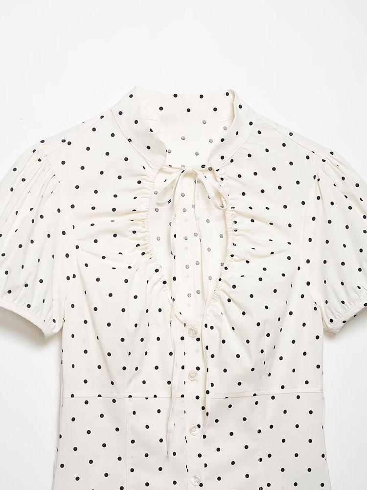 HH ヴィンテージ レトロ レディース ホワイトシャツ 水玉 - Women Formal Wear White Shirt のレビューと価格
