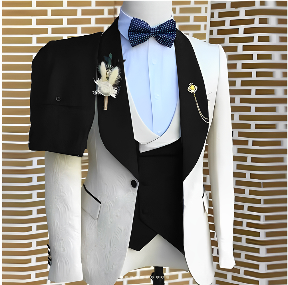 エレガントなホワイトジャカードスーツ男性結婚式フォーマルジャ - Tailored Coat Wool のレビューと価格