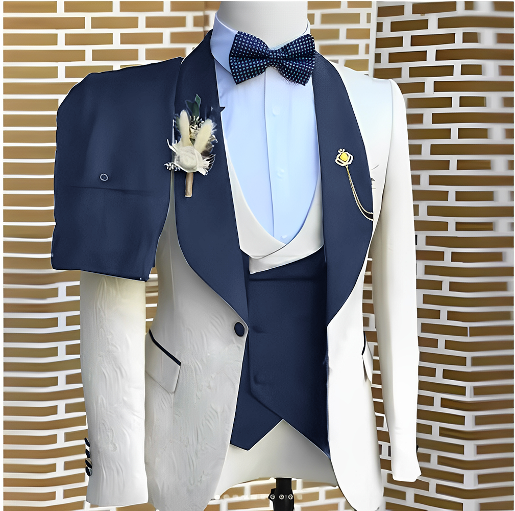 エレガントなホワイトジャカードスーツ男性結婚式フォーマルジャ - Tailored Coat Wool のレビューと価格