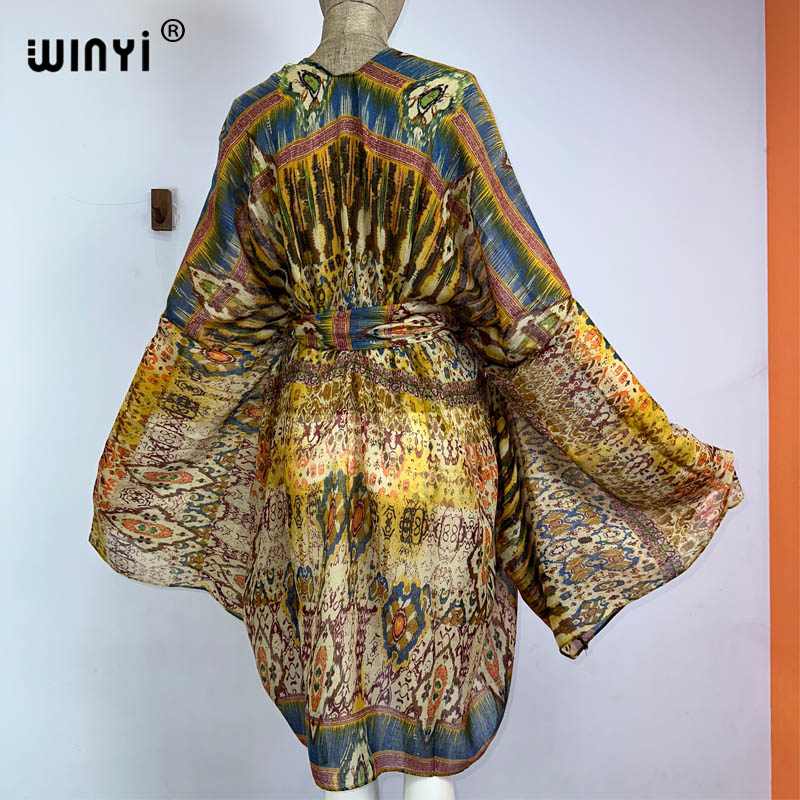 Winyi着物ベルト付き夏の花柄プリントビーチ衣装カーディガ - Young Women'S Formal Wear のレビューと価格