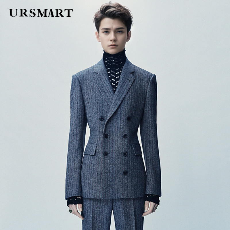 メンズフォーマルスーツ ダブルブレスト 高品質ウール グレー - Tailored Coat Wool のレビューと価格