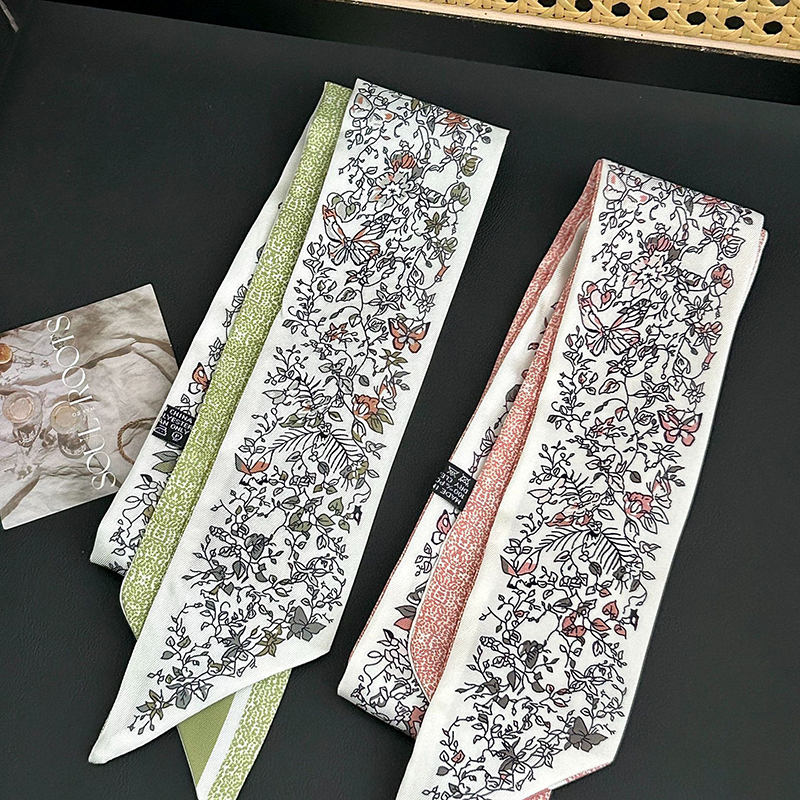 2026 新高級ブランドスカーフ蝶花柄女性シルクスカーフバッ - Scarf Silk Neck のレビューと価格