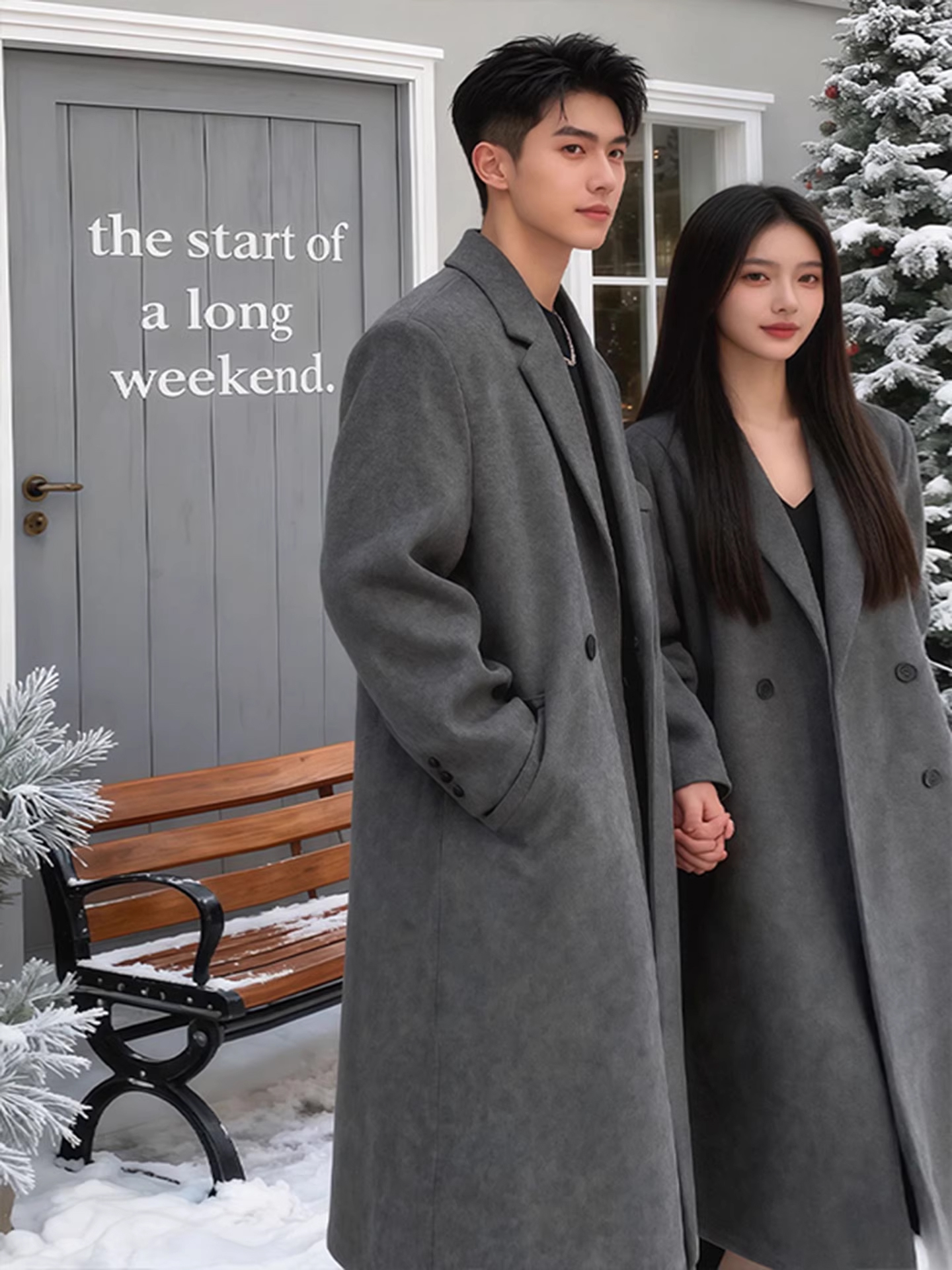 黒のウールコートメンズミッドレングス秋冬厚手韓国風ウインドブ - Tailored Coat Wool のレビューと価格