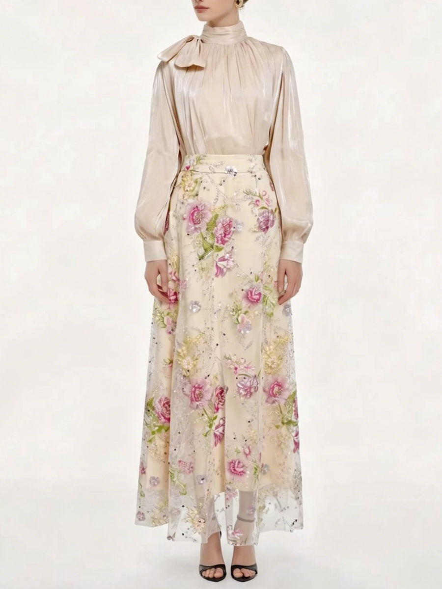 VGH エレガントシック ブラックフローラル ツーピースセッ - Women Formal Wear With Skirt のレビューと価格