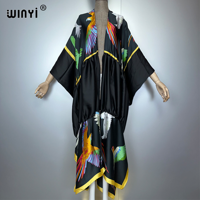 WINYIプリントボヘミアン着物風マキシビーチウェアカバーア - Young Women'S Formal Wear のレビューと価格