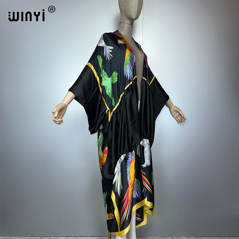 WINYIプリントボヘミアン着物風マキシビーチウェアカバーア - Young Women'S Formal Wear のレビューと価格
