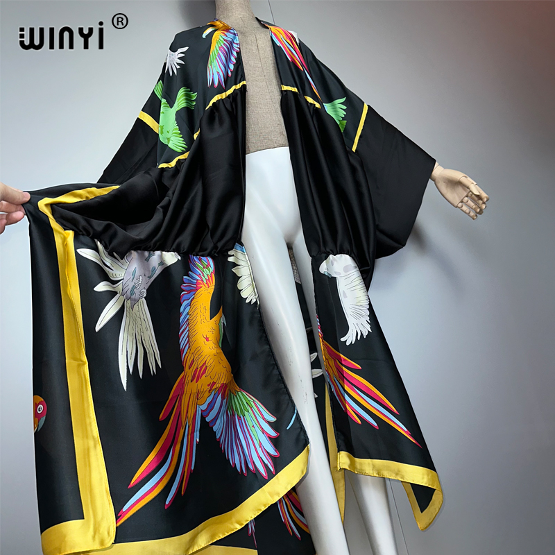WINYIプリントボヘミアン着物風マキシビーチウェアカバーア - Young Women'S Formal Wear のレビューと価格