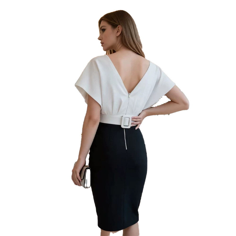 フェイクツーシャツプロフェッショナル婦人服黒と白のコントラス - Women Formal Wear White Shirt のレビューと価格