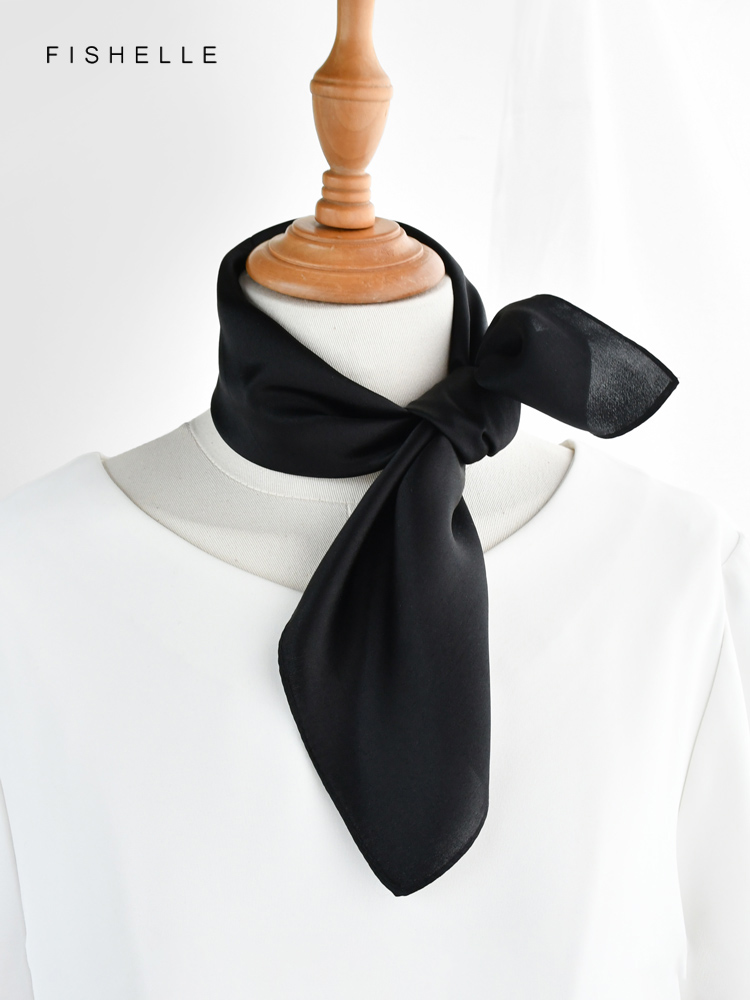 女性用シルクスカーフ,無地のブラック,女性用スカーフ,小さな - Scarf Silk Neck のレビューと価格