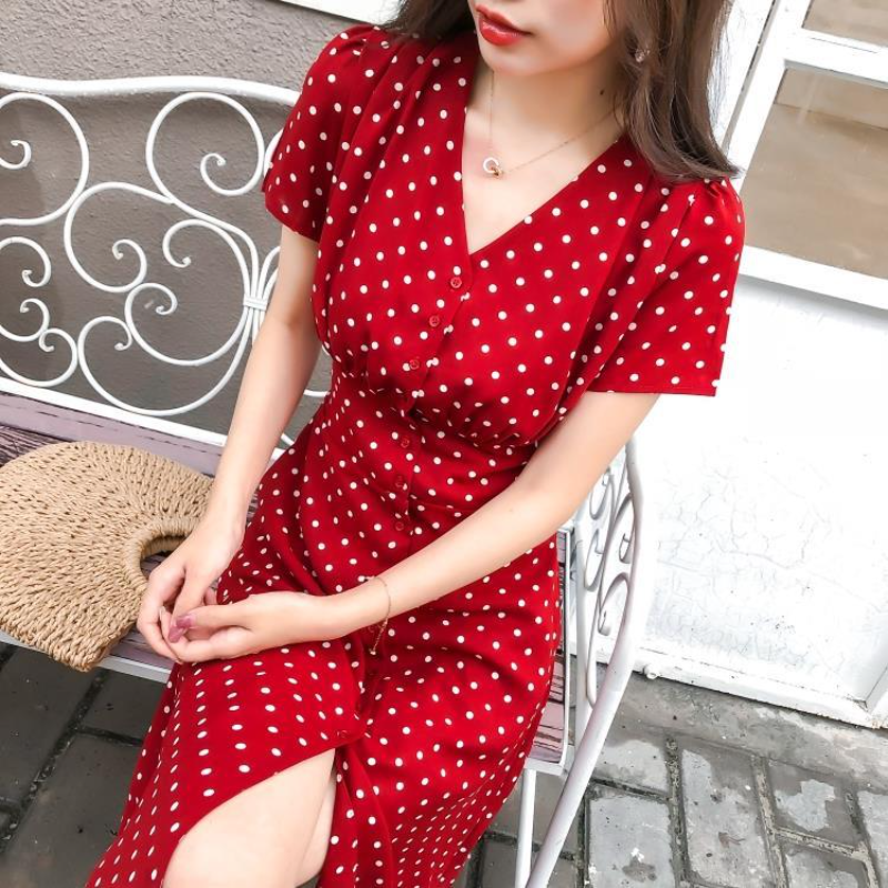 女性用シルクシフォンウォレットドレス,ルーズ,韓国語,イブニ - Wrap Dress Work のレビューと価格