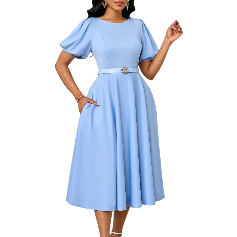 2025年新オフィスレディワークOネックパフスリーブラップウ - Wrap Dress Work のレビューと価格