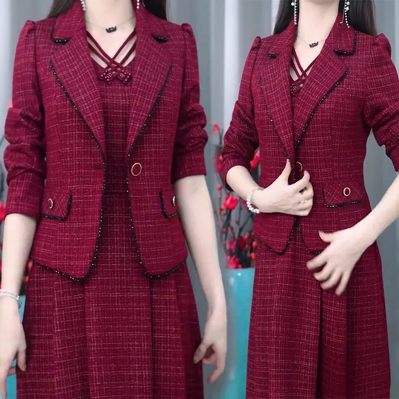 女性のためのエレガントなハイエンドのブレザーとロングドレス, - Women Formal Wear Set のレビューと価格